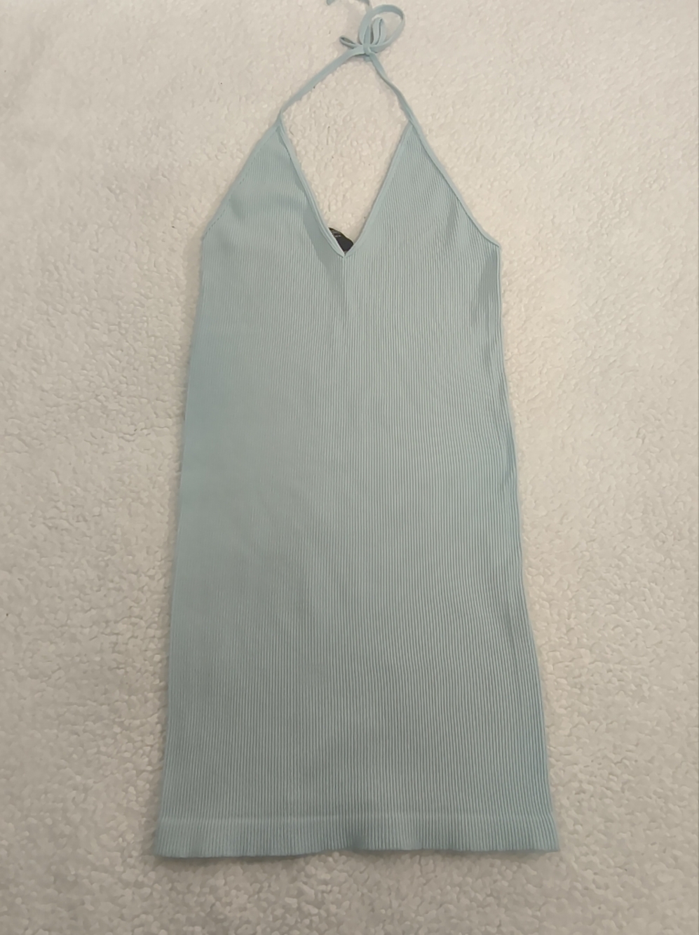 Forever 21 Light Blue Ribbed V-Neck Dress